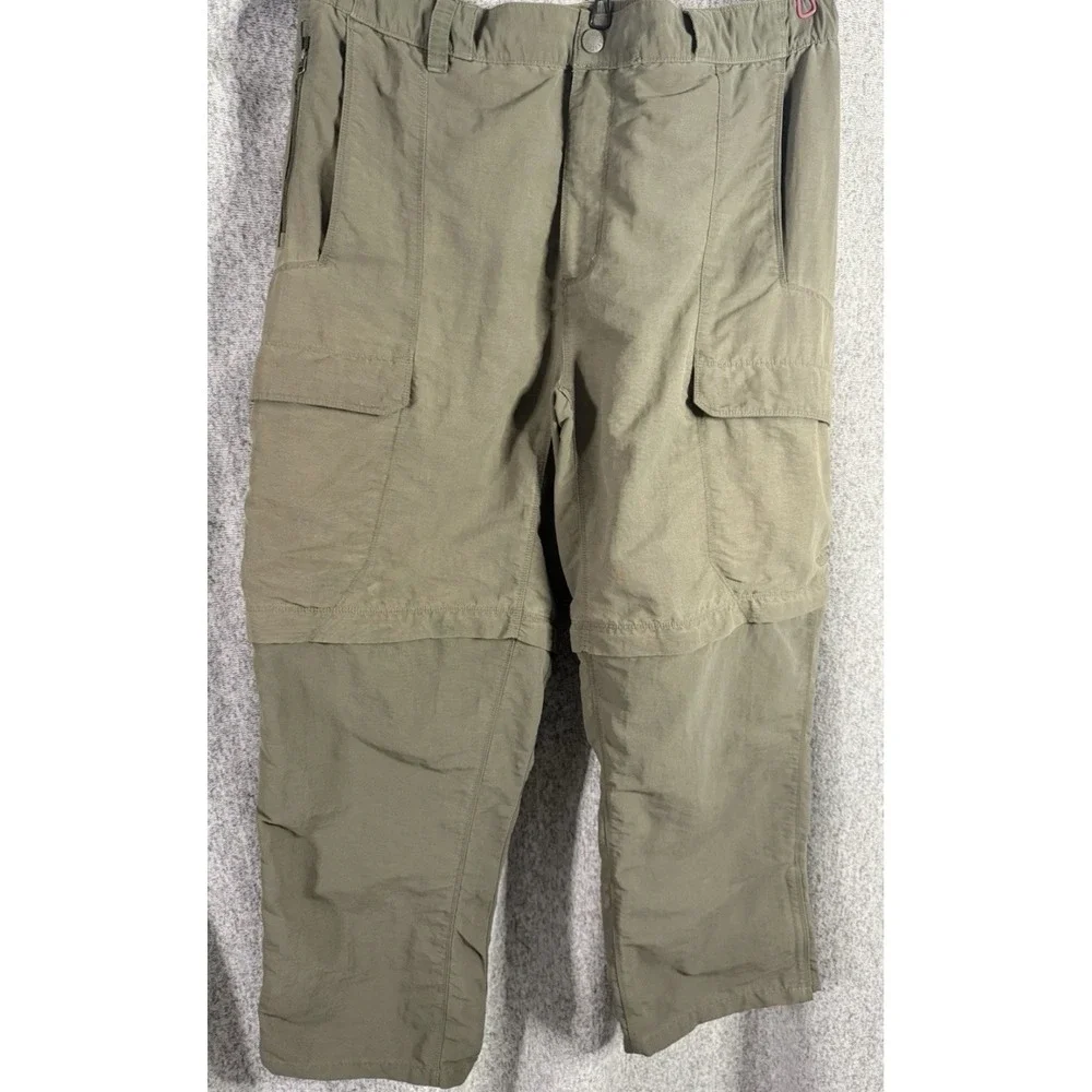 The North Face Mens Convertible Hiking Pants Green Sz 36 Zip Off Shorts